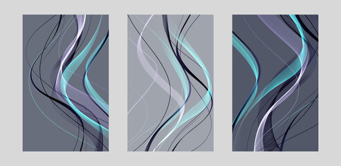 Poster - Vector abstract colorful flowing wave lines. Design element for wedding invitation, greeting card