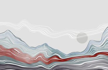 Poster - Trendy landscape, graphic poster, cards. Vector illustration
