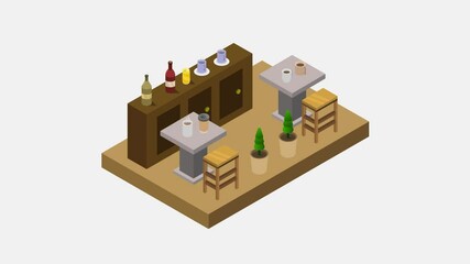 Sticker - Isometric bar room