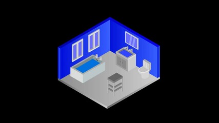 Wall Mural - Isometric bathroom room