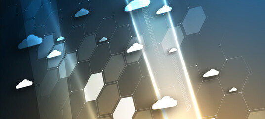Cloud technology. Integrated digital web concept background