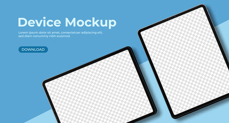 Poster - Realistic tablet mockups. Modern tablet with empty screen. Template for infographics or presentation UI design interface. Vector illustration