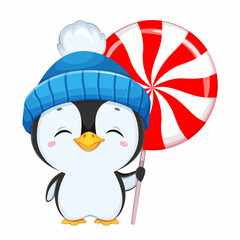 Poster - Cute penguin cartoon character. Funny penguin