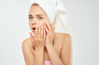© SHOTPRIME STUDIO - beautiful woman bare shoulders acne treatment Studio close-up