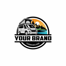 Camper Van - RV - Motor Home Logo And Illustration Vector Isolated