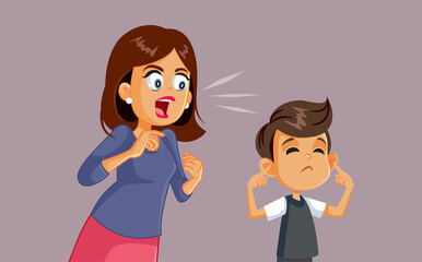 Wall Mural - Child Not Listening to his Mother Vector Cartoon Illustration