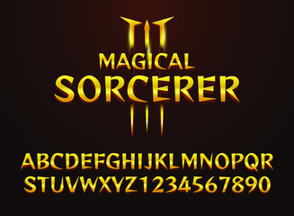 Fototapete - fantasy golden luxury magical sorcerer text effect