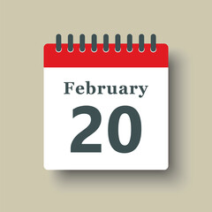 Wall Mural - Icon day date 20 February, template calendar page