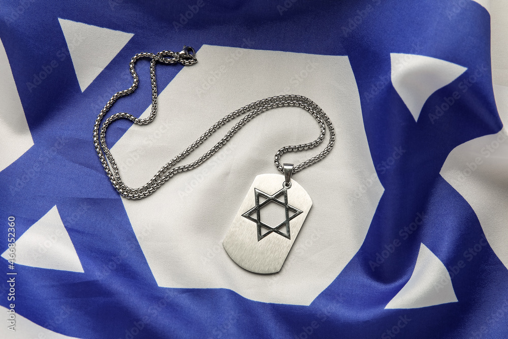 Military tag on flag of Israel