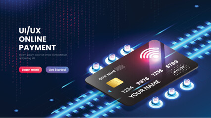 user interface payment card isometric technology