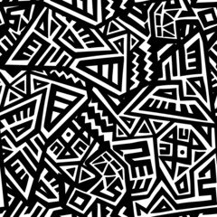 Wall Mural - Unique Geometric Vector Seamless Pattern made in ethnic style. Aztec textile print. African traditional design. Creative boho pattern. Perfect for site backgrounds, wrapping paper and fabric design.