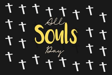 Poster - All Souls Day with cross christian sign pattern  background.  02 November.  