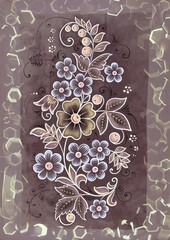 Hand painted in Russian tradition. Russian traditional decorate artwork. Floral patterns.