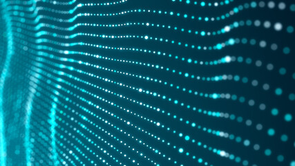Leinwandbilder - Colored music surface. Beautiful curved wave on a dark background. Digital technology background. 3D