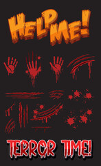 Poster - Help Me text design with bloody hand prints