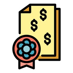 Sticker - Approved allowance icon. Outline approved allowance vector icon color flat isolated