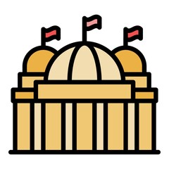 Poster - Government building icon. Outline government building vector icon color flat isolated