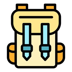 Sticker - Travel backpack icon. Outline travel backpack vector icon color flat isolated