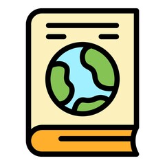 Poster - Travel guide book icon. Outline travel guide book vector icon color flat isolated