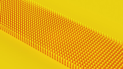 Wall Mural - Yellow Cube Pattern Surface with a Long Narrow Band of Square Boxes Grid Halftone 3d illustration render