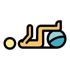 Poster - Senior man ball exercise icon. Outline senior man ball exercise vector icon color flat isolated