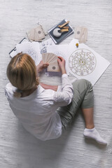 astrology. astrologer calculates natal chart and makes a forecast of fate.tarot cards, fortune telli