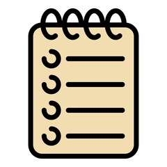 Poster - Notepad icon. Outline notepad vector icon color flat isolated