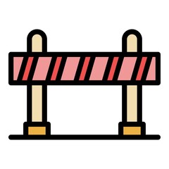 Poster - Road barrier icon. Outline road barrier vector icon color flat isolated