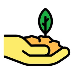 Poster - plant in hand icon. outline plant in hand vector icon color flat isolated