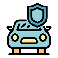 Poster - Security car icon. Outline security car vector icon color flat isolated