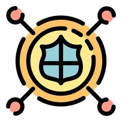 Poster - Shield security icon. Outline shield security vector icon color flat isolated