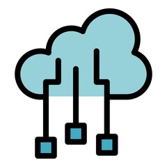 Poster - Cloud secure date icon. Outline cloud secure date vector icon color flat isolated