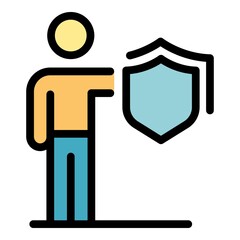 Sticker - Security worker icon. Outline security worker vector icon color flat isolated