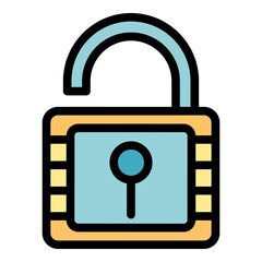 Poster - Open lock icon. Outline open lock vector icon color flat isolated