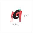 Aries zodiac sign icon. Stylized vector illustration