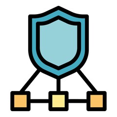 Poster - Safe shield protection icon. Outline safe shield protection vector icon color flat isolated