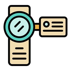 Poster - Video camera icon. Outline video camera vector icon color flat isolated