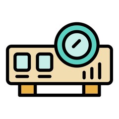 Poster - Projector icon. Outline projector vector icon color flat isolated