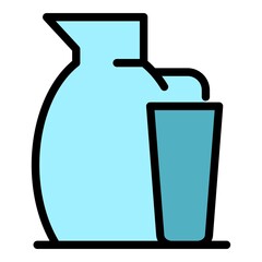 Poster - Milk pitcher icon. Outline milk pitcher vector icon color flat isolated