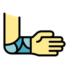 Poster - Bandage hand icon. Outline bandage hand vector icon color flat isolated