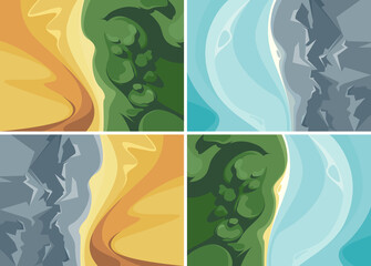 Wall Mural - collection of nature banners. placard designs in flat style.