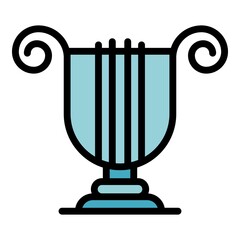 Poster - Greek ancient harp icon. Outline greek ancient harp vector icon color flat isolated
