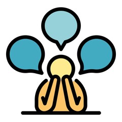 Poster - thinking man icon. outline thinking man vector icon color flat isolated