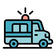 Poster - Ambulance icon. Outline ambulance vector icon color flat isolated