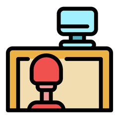 Poster - Quiet spaces desktop computer icon. Outline quiet spaces desktop computer vector icon color flat isolated