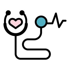 Sticker - Self care heart rate icon. Outline self care heart rate vector icon color flat isolated