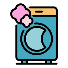 Poster - Full waching machine icon. Outline full waching machine vector icon color flat isolated