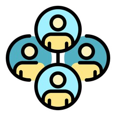 Aufkleber - online conference group icon. outline online conference group vector icon color flat isolated