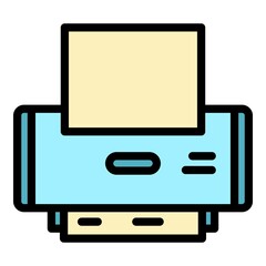 Poster - Home office printer icon. Outline home office printer vector icon color flat isolated