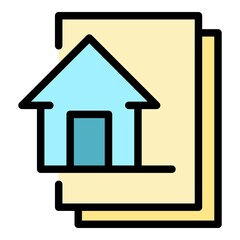 Sticker - Home office papers icon. Outline home office papers vector icon color flat isolated